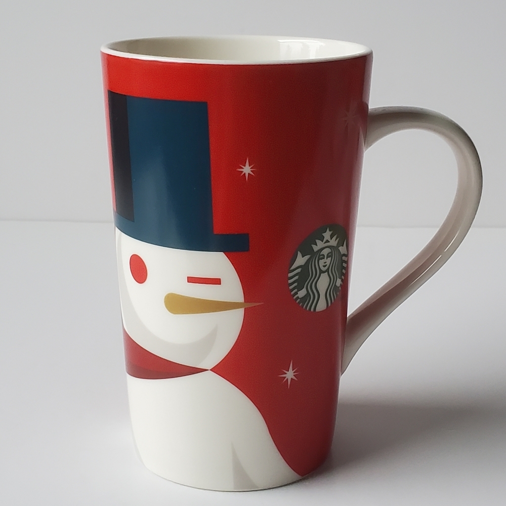 Starbucks 2012 Holiday Winking Christmas Snowman Grande Latte Coffee Mug Cup